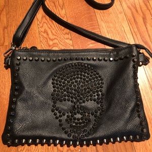 Black Skull Cross Body Purse with Spikes and Studs